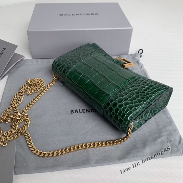 Balenciaga專櫃爆款鱷魚紋金扣Hourglass mini鏈帶包 巴黎世家鏈條沙漏包 fyj1474